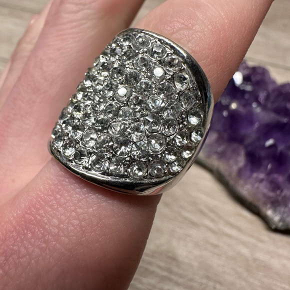 Silver Colored Rhinestone Ring - Picture 6 of 7